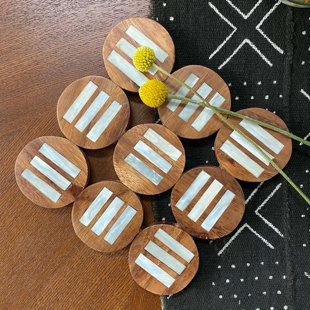 Acacia Wood and Horn Trivet