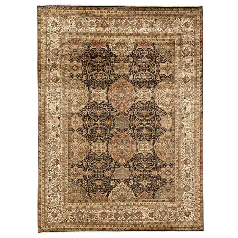 Tapis rectangulaire en laine noué à la main