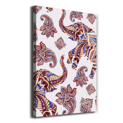 Ethnic Elephant Patterns - Wrapped Canvas Print