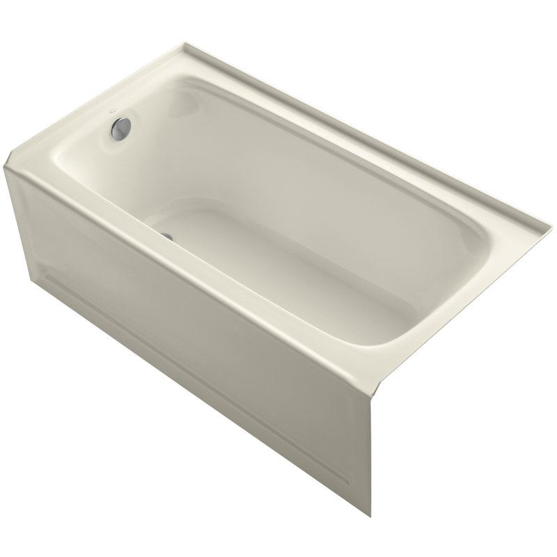 Bancroft 60" x 32" Alcove Soaking Acrylic Bathtub, Ice Gray, Left