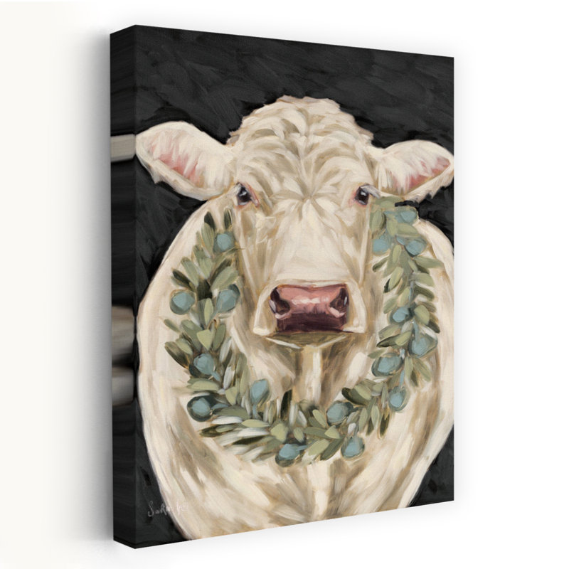 Vache contemporaine fantaisiste élégamment ornée, H 24 po x l 16 po