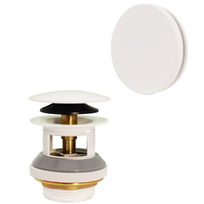Drain de baignoire 1-1 / 2 "Tip-Toe avec débordement sans trou pour canaux de débordement intégrés, Blanc thermolaqué