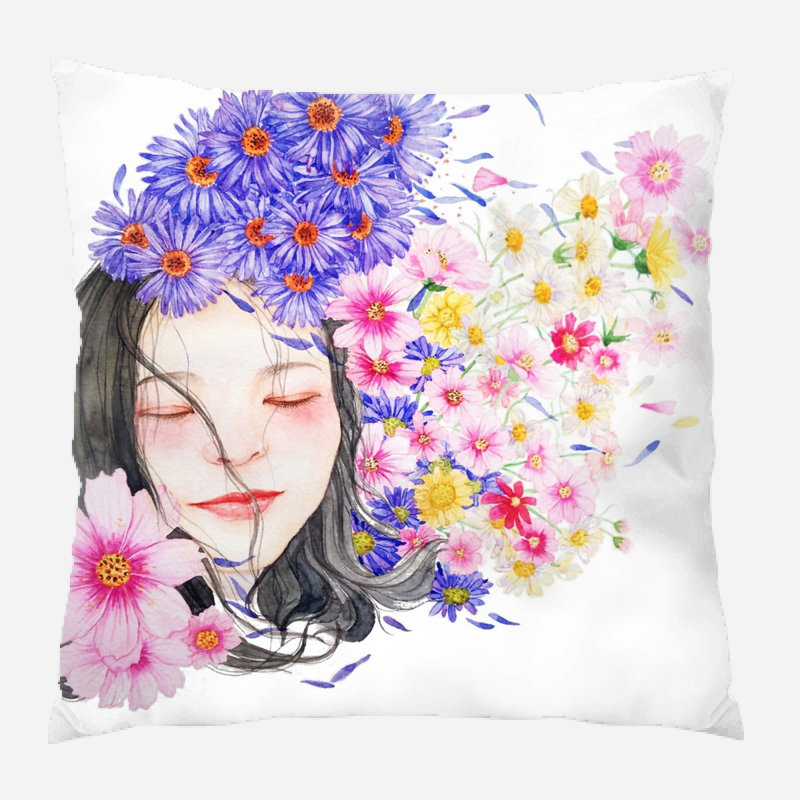 Coussin décoratif aquarelle Neillsville, Microsuède, Intérieur