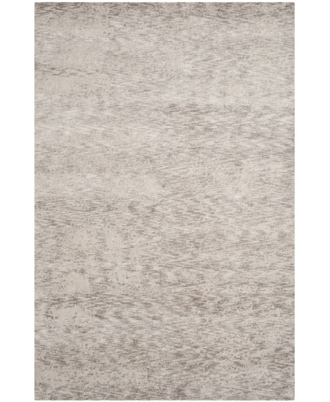 Tapis abstrait gris en soie / lin / coton noué à la main Burbage, Rectangle 10 pi x 14 pi