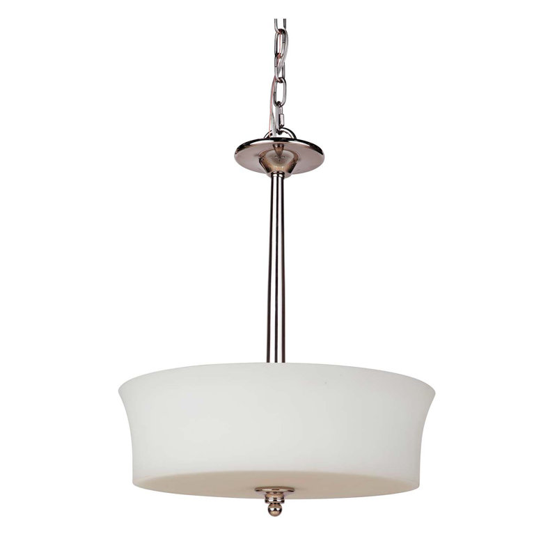 3 - Light Shaded Pendant, Polished Nickel