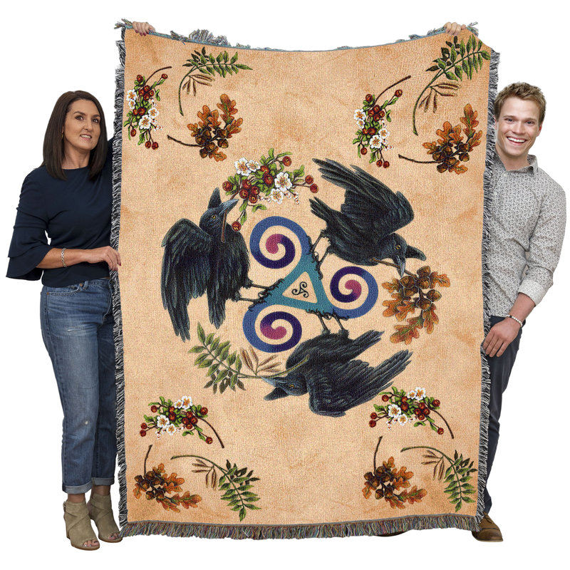 Pure Country Weavers Ravenfey Blanket by Brigid Ashwood - Celtic Gift Tapestry Throw Woven from Cotton - Made in the USA (72x54)
