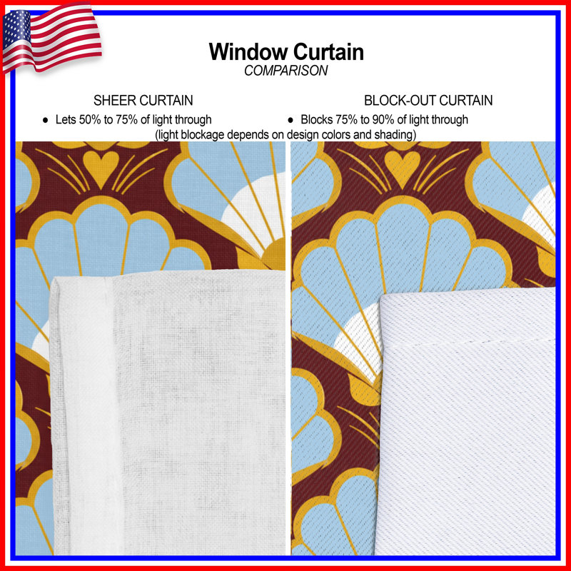 Scallop Shell Pattern Window Curtains, Seashells Sheer & Blockout Curtains - 1 Panel, 50" x 92" - 1 Panel, Sheer