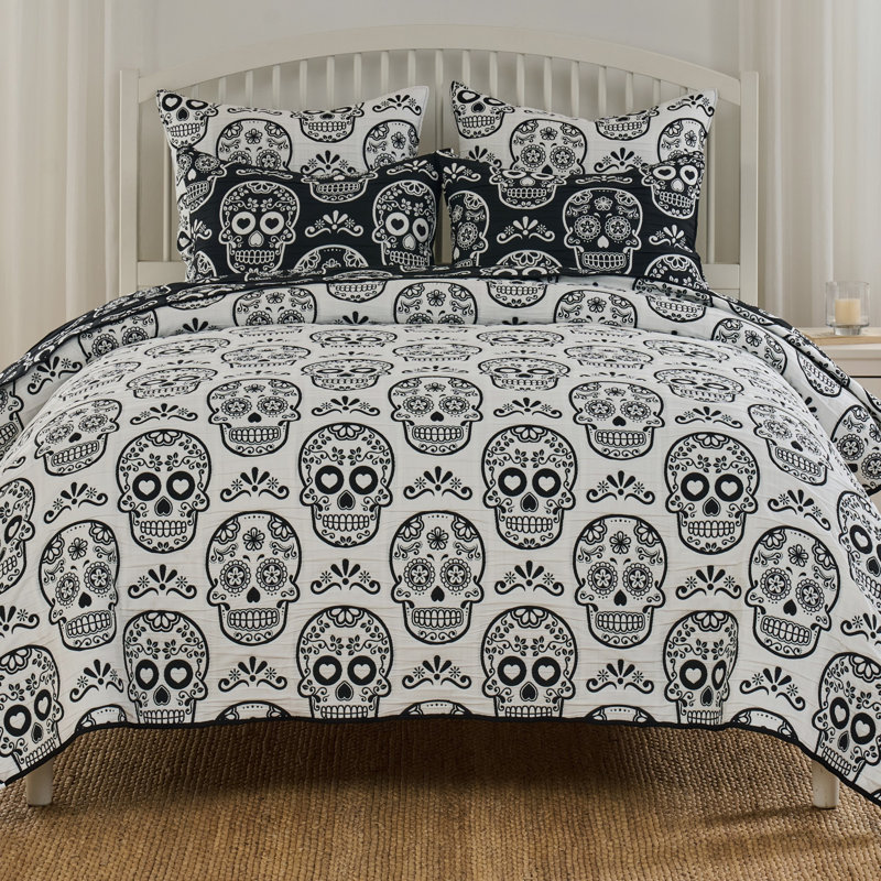 Ensemble de couvre-lit Spooky Sugar Skull, Full/Queen, Crâne