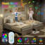 Lit simple en velours pour enfants avec tiroir DEL et tiroir de rangement, lattes de bois