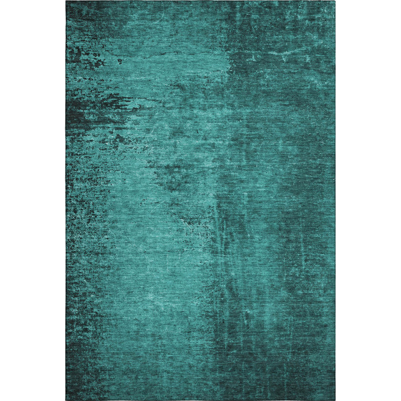 Cerrito AMF554 Machine Washable Premium Teal Area Rug, Rectangle 10 pi x 14 pi