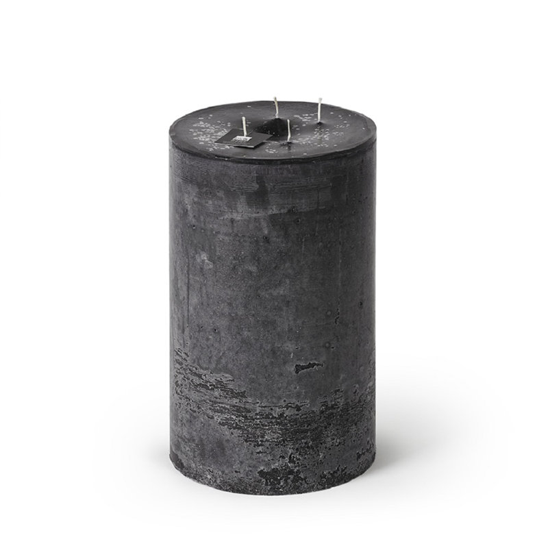 Bougie pilier super non parfumée, Noir, H 11,8 po x l 7,5 po x P 7,5 po
