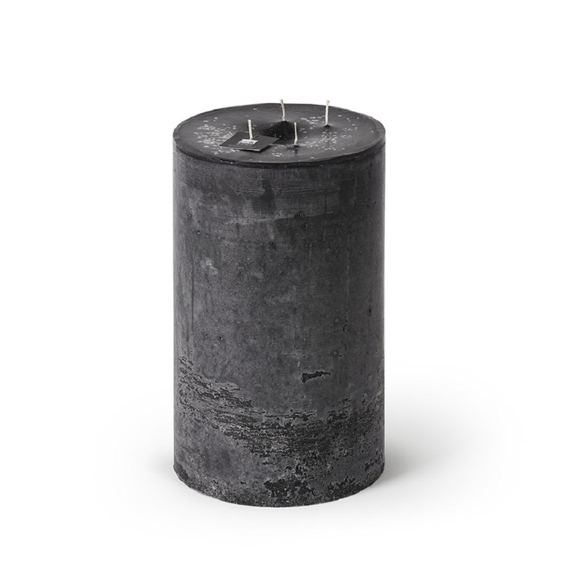 Unscented Pillar Candle, 11.8" H x 7.5" W x 7.5" D, Black