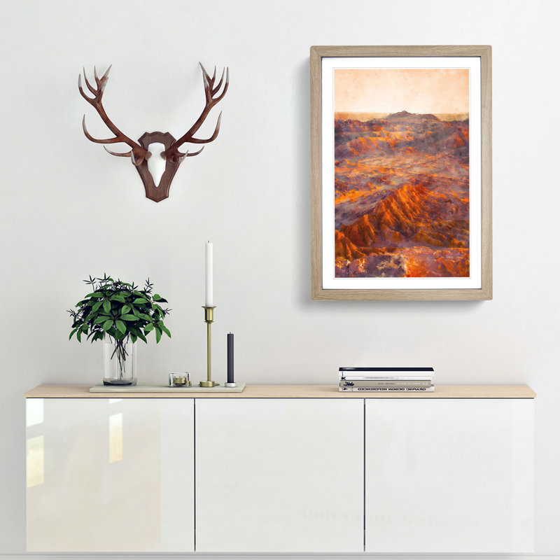 San Pedro de Atacama Desert in Chile 1 Piece Single Picture Frame Wall Art on MDF, 87cm H x 62cm W x 2cm D, Oak Framed