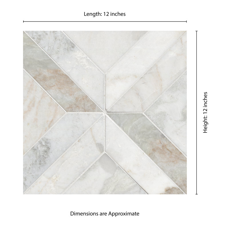 Castella de Blanc Elyx 12 in. x 12 in. Honed Marble Mosaic Floor and Wall Tile