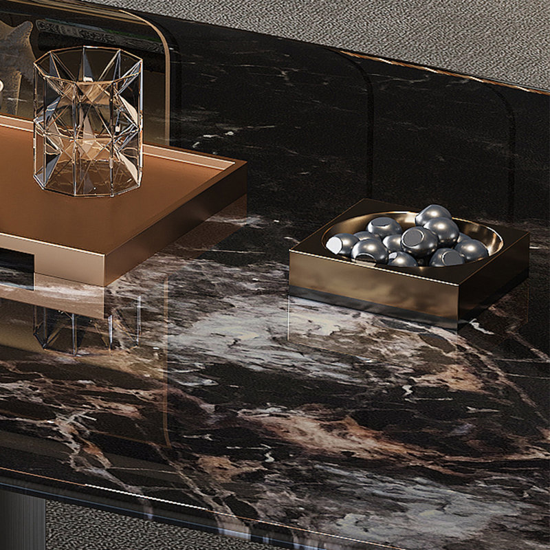 Rectangular supercrystalline stone coffee table, 14.6" H x 47.2" W x 27.6" D
