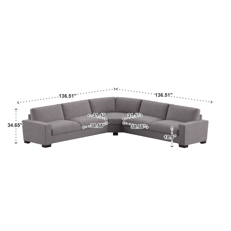 Michaella Upholstered L-Shaped Sectional Symmetrical