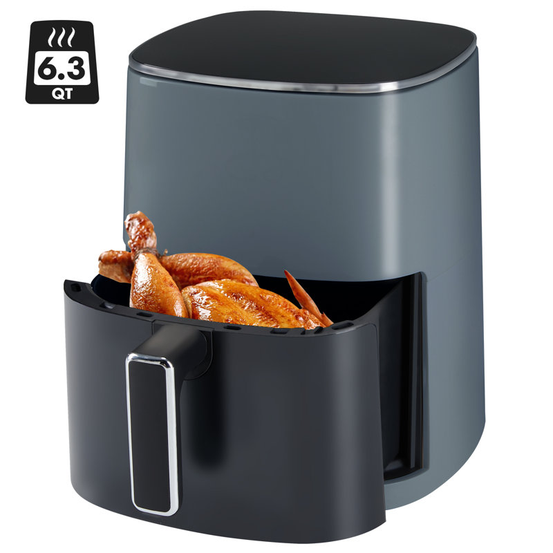12-in-1 6.34 Quart Compact Air Fryer with Air Fry, Roast, Reheat, and Dehydrate Functions, Gray