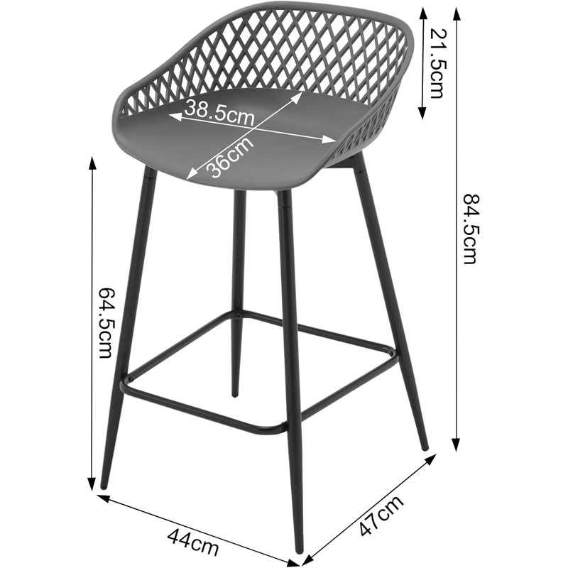 Rossmoyne Counter Stool with Metal Frame, Grey/Black