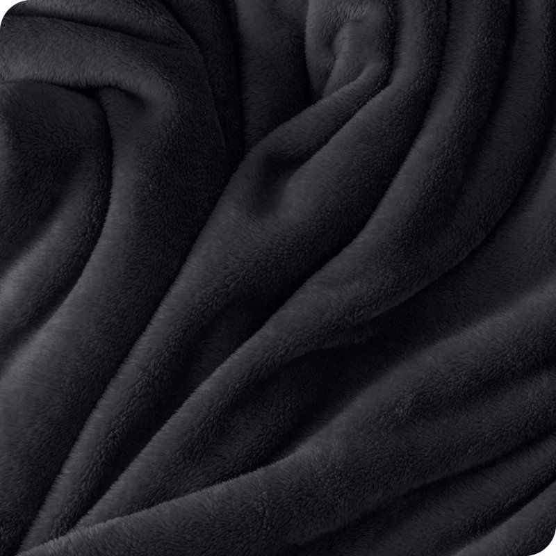 Black Microplush Fleece Reversible Throw Blanket