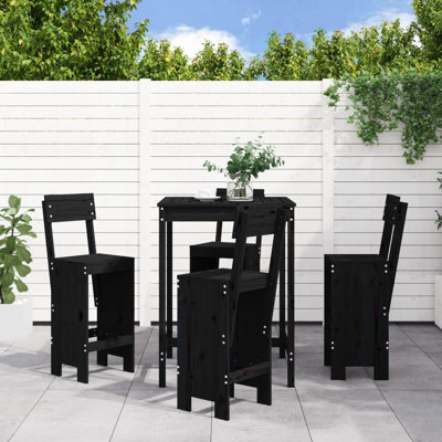 Auniya Brayden Studio Bar Set with Wood Frame and Solid Wood Outer Material