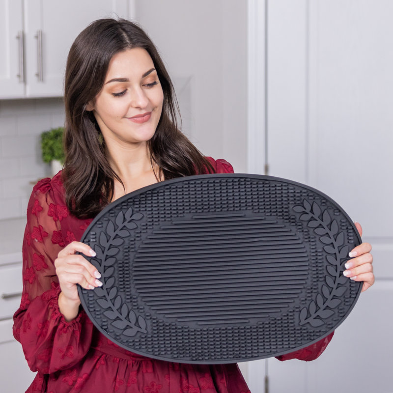 Large Black PVC Oval Bar and Dish Drying Mat