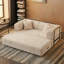 Canapé-lit convertible à plancher compressé avec dossier coussiné et accoudoirs, futon modulaire en velours côtelé pour le salon et la chambre à coucher.