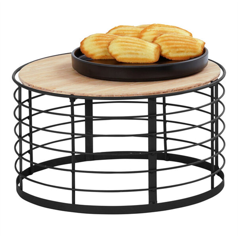 Cal-Mil Madison 12 1/2" X 7" Round Metal / Reclaimed Bamboo Reversible Display Riser 22606-7-13 95D163D1ABAB439DA93CD359EF7B9480