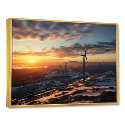 «Sunset Wind Turbines Mountain View I - Wind Turbines», art mural