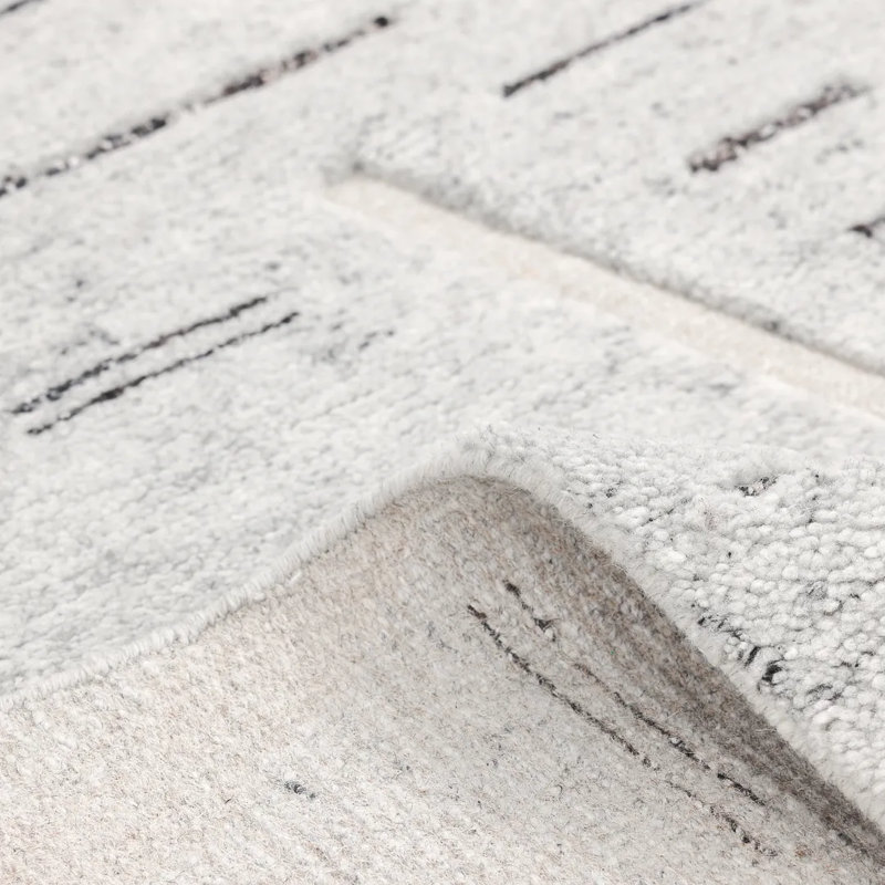 Abstract Area Rug in Light Gray/Black, Rectangle 9' x 12'