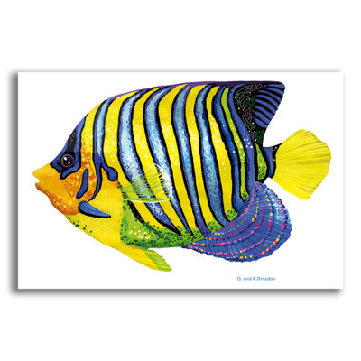 Poisson 2 bleu jaune par Olga et Alexey Drozdov - peinture sans cadre