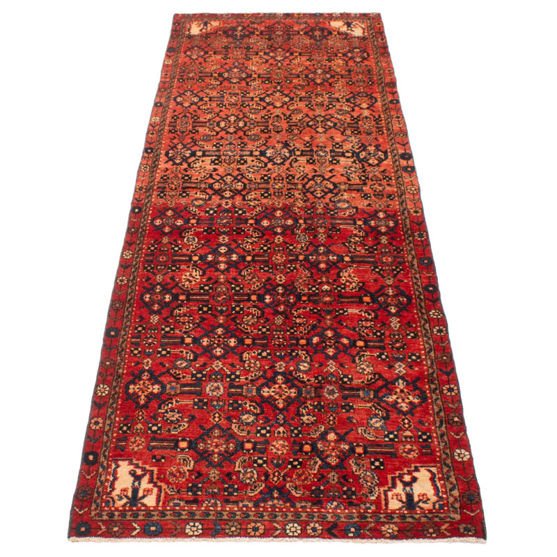 Tapis rouge noué à la main unique 3 pi 5 po x 9 pi 10 po Andelz