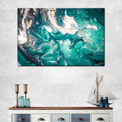 Abstrait bleu sarcelle, reproduction sur toile