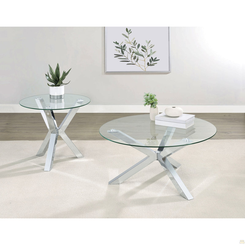 Ensemble de table basse et de table de bout 2 pièces Alexa Chrome
