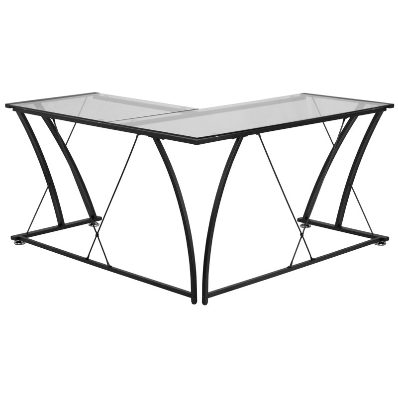 Glass L-Shape Computer Desk