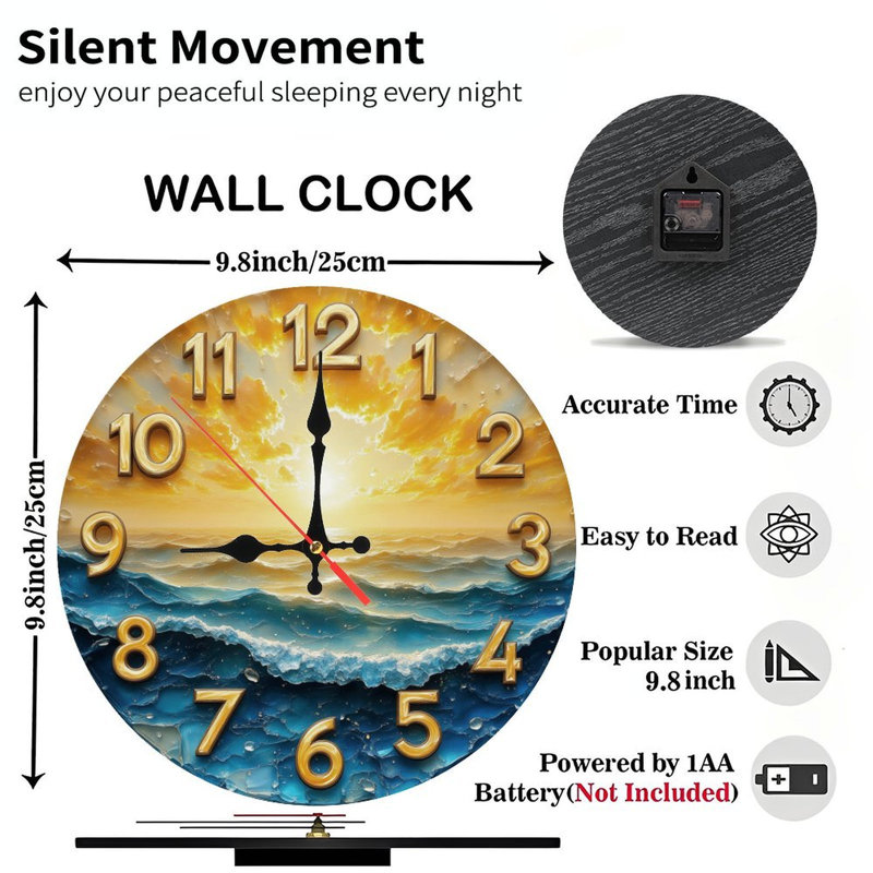 Horloge coucher de soleil doré