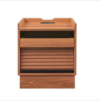 Mid Century Modern Nightstand with Charging Station and LED lights, Night Stand with 2 Drawers, Bedside Tables/End Table for Bedroom or Living Room by Ophelia & Co.