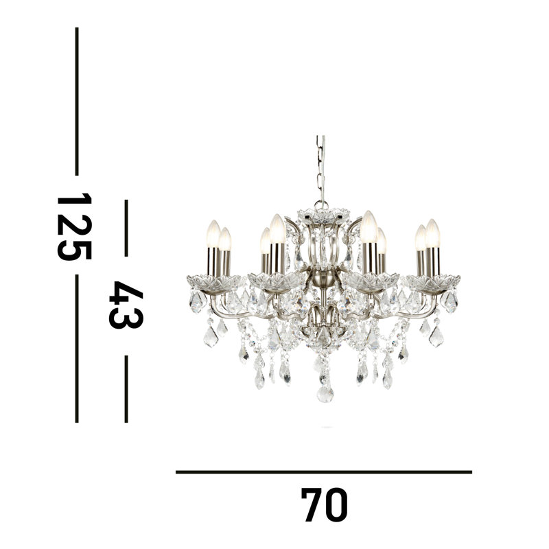 Alize 8 - Light Candle Style Chandelier, Satin Silver