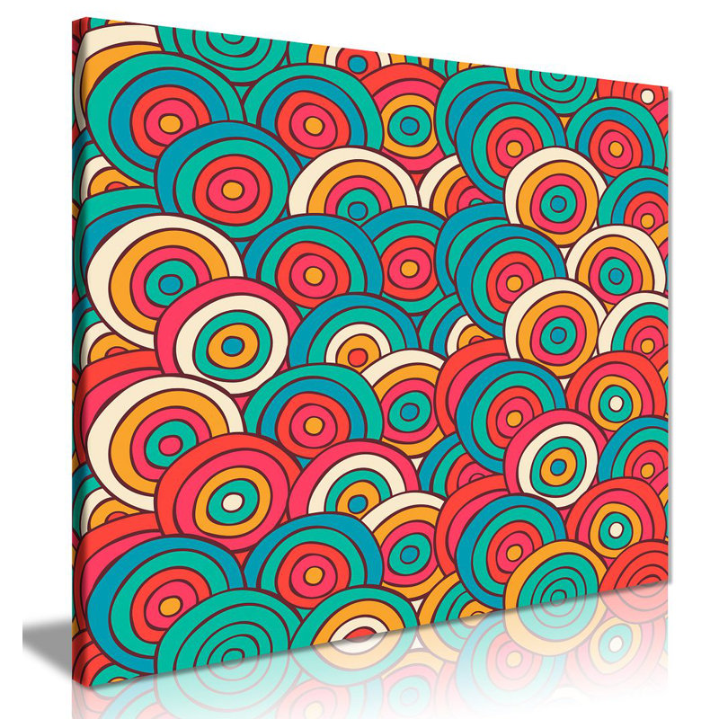 Scribble Circles - Wrapped Canvas Print, 61cm H x 61cm W
