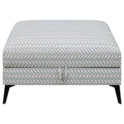 Rangement rembourré en gris et noir, pieds en métal profilés, compartiment dissimulé, finition élégante pour un décor moderne noir, détails audacieux, design, compartiment
