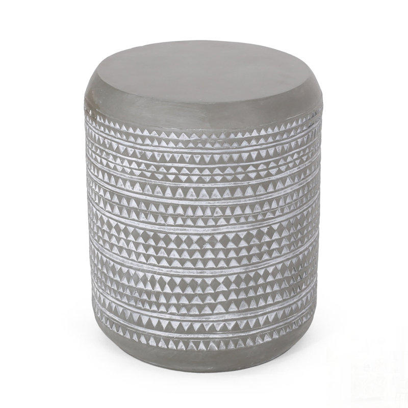 Outdoor Lightweight Concrete Side Table with Textured Boho Design and Ready-to-Use Convenience