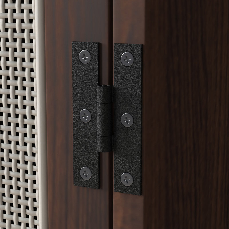 Black Wrought Iron 3'' H Flush Cabinet Hinges with Hardware