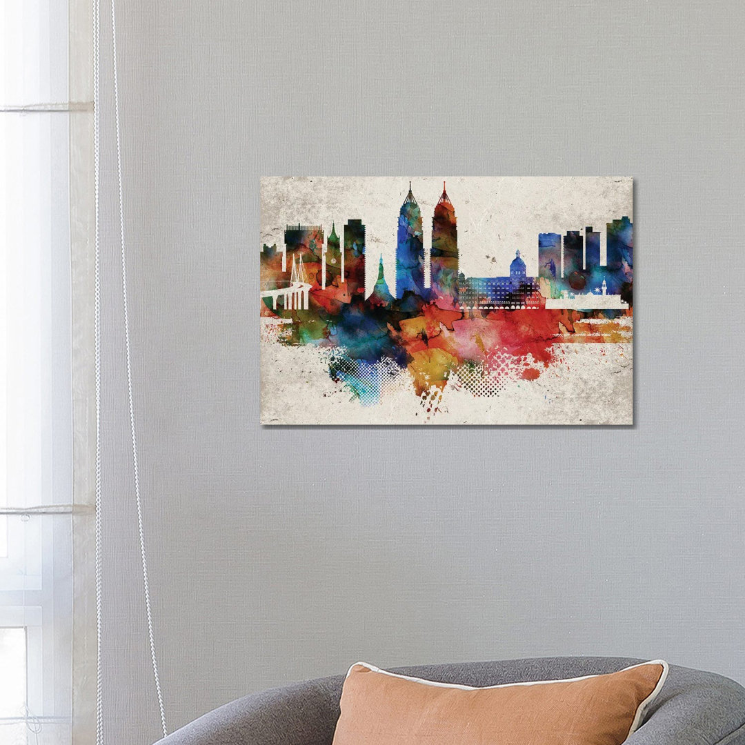 Mumbai Abstract Skyline by WallDecorAddict - Wrapped Canvas Print
