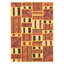 Tapis rouge en laine tissé à plat à la main à motif patchwork de 5 pi 7 po x 8 pi 1 po Allarna