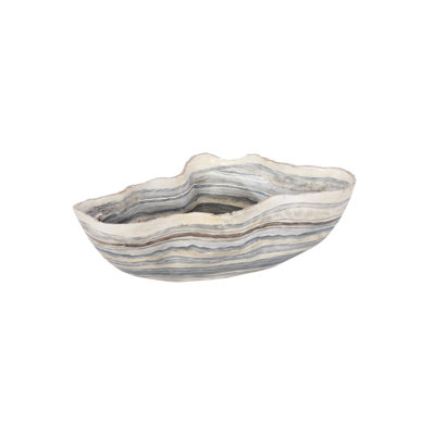 21" W Abstract Decorative Bowl in Gray/Beige