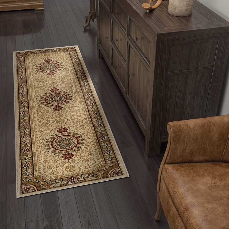 Tapis oriental ivoire / beige Clarence, Tapis de couloir 2 pi 3 po x 10 pi