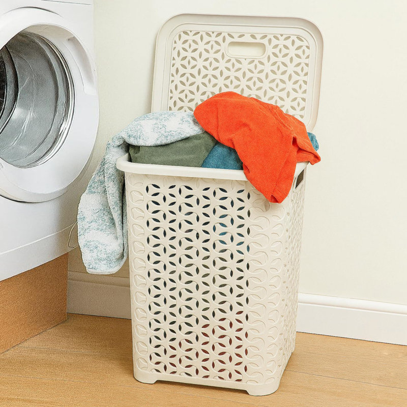 Plastic Laundry Basket, White