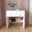 Bureau de coiffeuse rabattable avec miroir à DEL et prise de courant intégrée - coiffeuse de maquillage avec 2 tiroirs, rangement ouvert, crochets à bijoux (sans tabouret inclus, blanc)