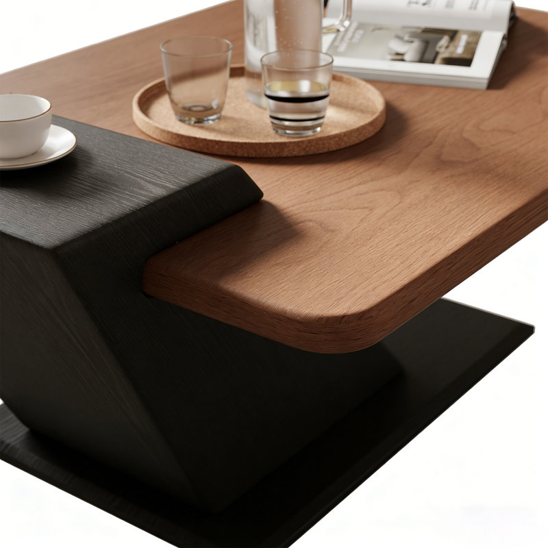 Table basse moderne 46 "avec grain de bois de noyer, surface résistante aux égratignures pour le salon, appartement