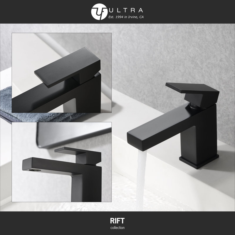 Rift Collection Single-Handle Deck-Mount Lavatory Bathroom Sink Faucet - Matte Black, Matte Black