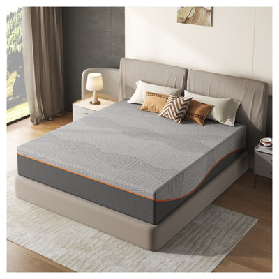 Matelas en mousse à mémoire de forme très grand 12 pouces avec infusion de thé vert et chaussette pare-feu en fibre de verre